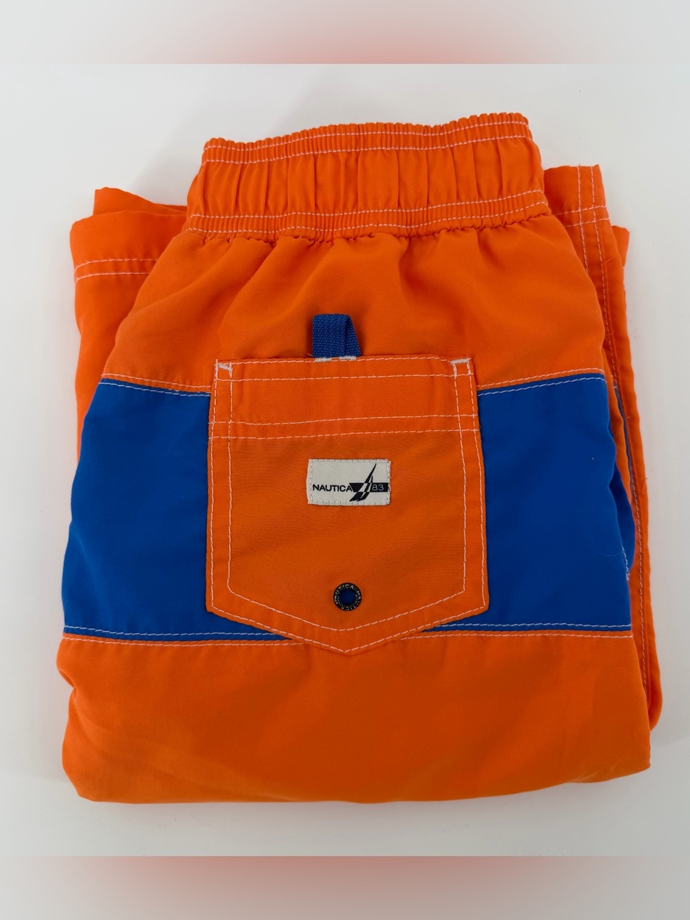 Nautica Boys XL 18/20 Swim Trunks Orange Blue Colorblock Board Shorts N868160Q